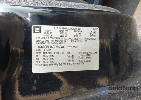 2012 Chevrolet Silverado 1500 Ls z USA, uszkodzony, nr VIN 1GCRCREA6CZ256048